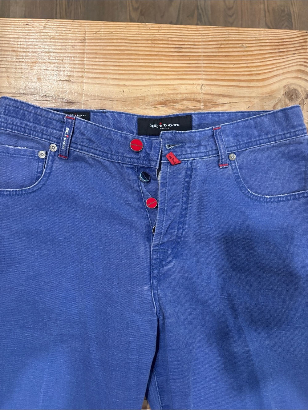 Kiton  Indigo Blue Button-Fly Jeans
